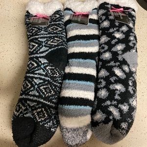 Cuddl-Duds Sherpa Lined Cozy Slipper Socks 3 pairs